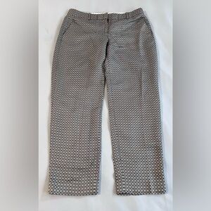 J.Crew Collection Silk  Pants in Silver Black Brown Pattern Women's Sz 4‎